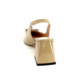 Féminin|Elégant<Evaluna Escarpins Bride Arrière Ivoire 6551 Cuir Vernis Mesisa Beige