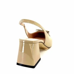 Féminin|Elégant<Evaluna Escarpins Bride Arrière Ivoire 6551 Cuir Vernis Mesisa Beige