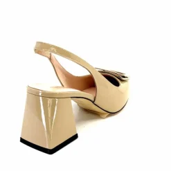 Féminin|Elégant<Evaluna Escarpins Bride Arrière Ivoire 6551 Cuir Vernis Mesisa Beige