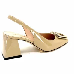 Féminin|Elégant<Evaluna Escarpins Bride Arrière Ivoire 6551 Cuir Vernis Mesisa Beige