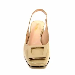 Féminin|Elégant<Evaluna Escarpins Bride Arrière Ivoire 6551 Cuir Vernis Mesisa Beige