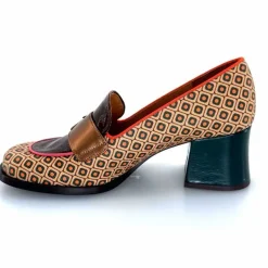 Fantaisie|Escarpins<Chie Mihara Escarpins Teisin Cuir Imprimé Bordeau Vert