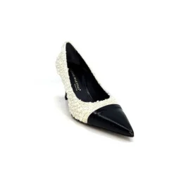 Talon|Elégant<moon flower - enzo di martino Escarpins Enzo Di Martino Eli 715 Textile Cuir Vernis Noir Crème