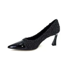 Talon|Elégant<moon flower - enzo di martino Escarpins Enzo Di Martino Eli 715 Textile Cuir Vernis Noir