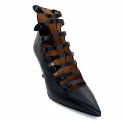 Talon|Fantaisie<martinat t Escarpins Ivoire 4352 Cuir Noir