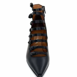 Talon|Fantaisie<martinat t Escarpins Ivoire 4352 Cuir Noir