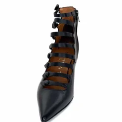 Talon|Fantaisie<martinat t Escarpins Ivoire 4352 Cuir Noir