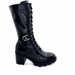 Rock|Mi-bottes<Nero Giardini Mi-Bottes Lacées Zip Néro Giardini 1411903 D100 Cuir Noir