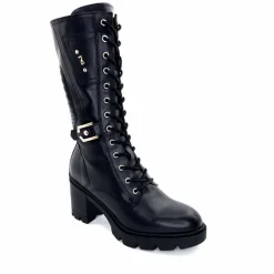Rock|Mi-bottes<Nero Giardini Mi-Bottes Lacées Zip Néro Giardini 1411903 D100 Cuir Noir