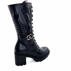 Rock|Mi-bottes<Nero Giardini Mi-Bottes Lacées Zip Néro Giardini 1411903 D100 Cuir Noir