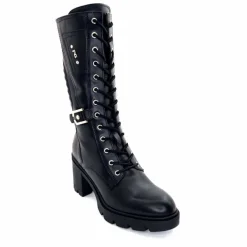 Rock|Mi-bottes<Nero Giardini Mi-Bottes Lacées Zip Néro Giardini 1411903 D100 Cuir Noir