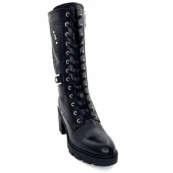 Rock|Mi-bottes<Nero Giardini Mi-Bottes Lacées Zip Néro Giardini 1411903 D100 Cuir Noir