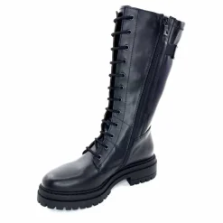 Rock|Mi-bottes<Nero Giardini Mi-Bottes Rangers Lacées Zip Néro Giardini 1411840 D100 Cuir Noir