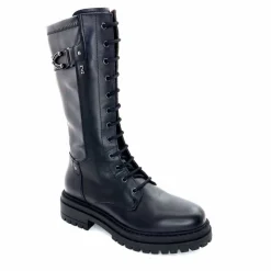 Rock|Mi-bottes<Nero Giardini Mi-Bottes Rangers Lacées Zip Néro Giardini 1411840 D100 Cuir Noir