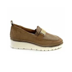Sport Chic|Mocassins<XSA Mocassins à Plateforme 9977 Cuir Vernis Daim Beige