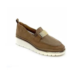 Sport Chic|Mocassins<XSA Mocassins à Plateforme 9977 Cuir Vernis Daim Beige
