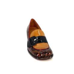 Fantaisie|Mocassins<Chie Mihara Mocassins à Talon Meisen Cuir Rouge Vert Marron