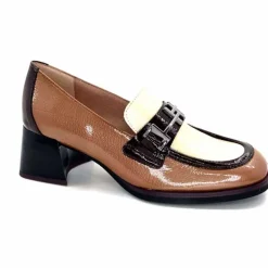 Elégant|Mocassins<Hispanitas Mocassins à Talon Chi 243550 Milan Cuir Vernis Almond Marron