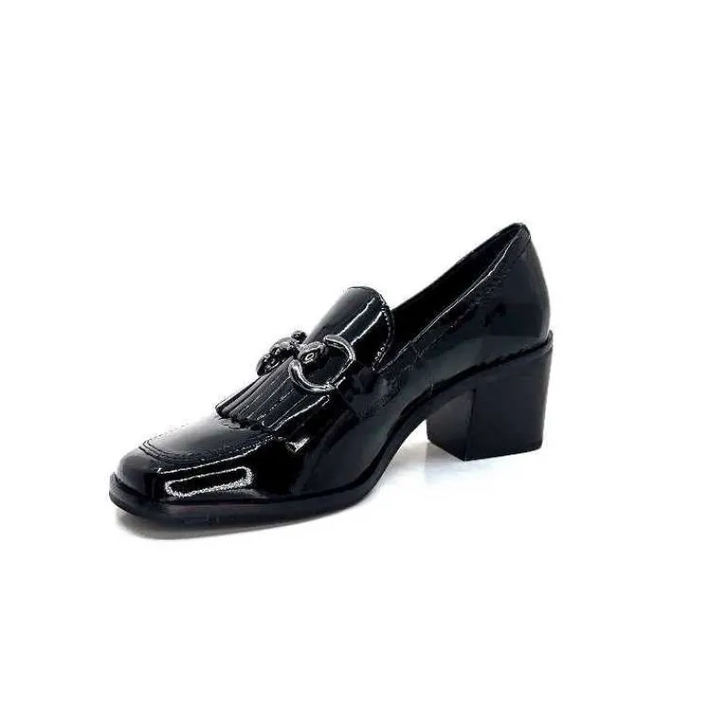 Elégant|Mocassins<Ivoire0236a Mocassins à Talon Ivoire 78006 Fortunato Cuir Vernis Noir