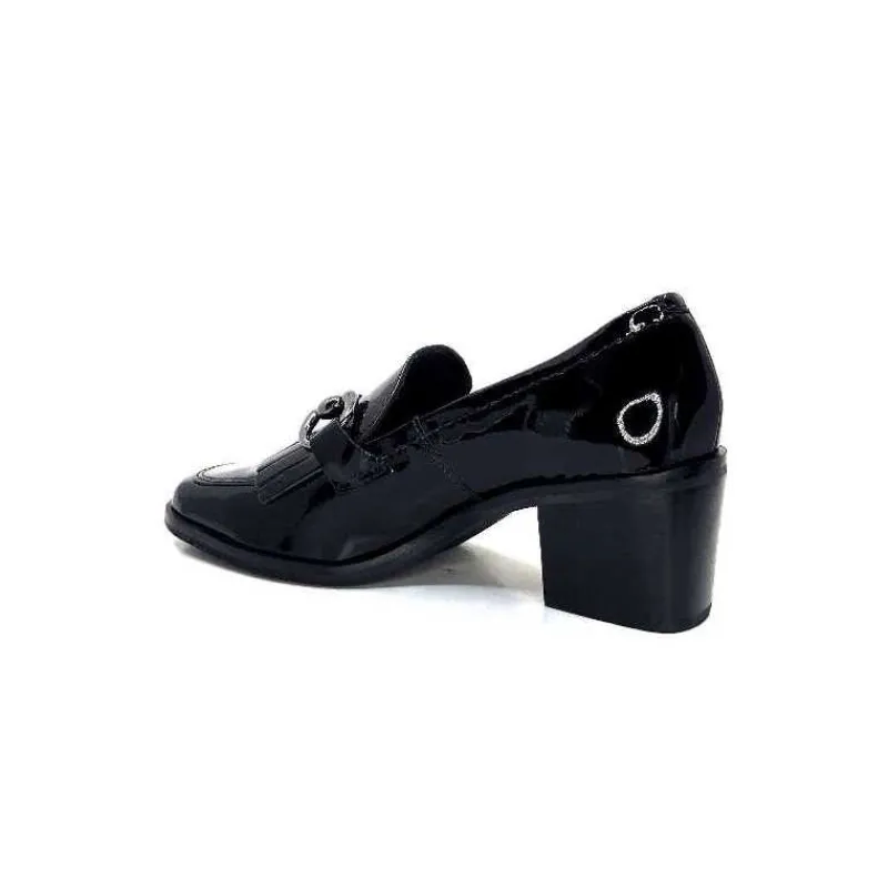 Elégant|Mocassins<Ivoire0236a Mocassins à Talon Ivoire 78006 Fortunato Cuir Vernis Noir