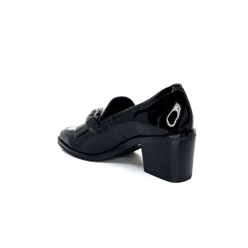 Elégant|Mocassins<Ivoire0236a Mocassins à Talon Ivoire 78006 Fortunato Cuir Vernis Noir