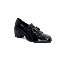 Elégant|Mocassins<Ivoire0236a Mocassins à Talon Ivoire 78006 Fortunato Cuir Vernis Noir