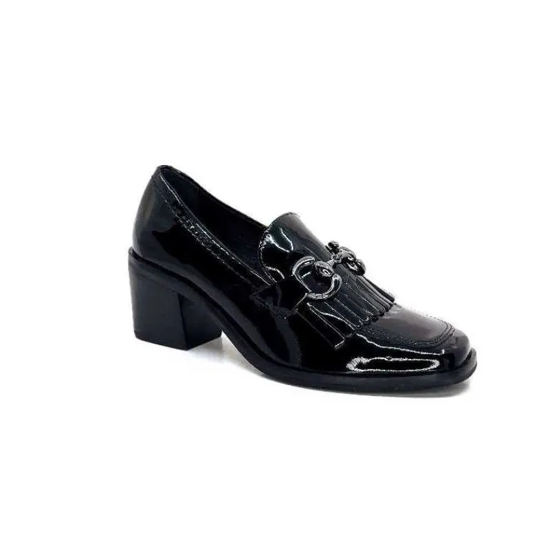 Elégant|Mocassins<Ivoire0236a Mocassins à Talon Ivoire 78006 Fortunato Cuir Vernis Noir