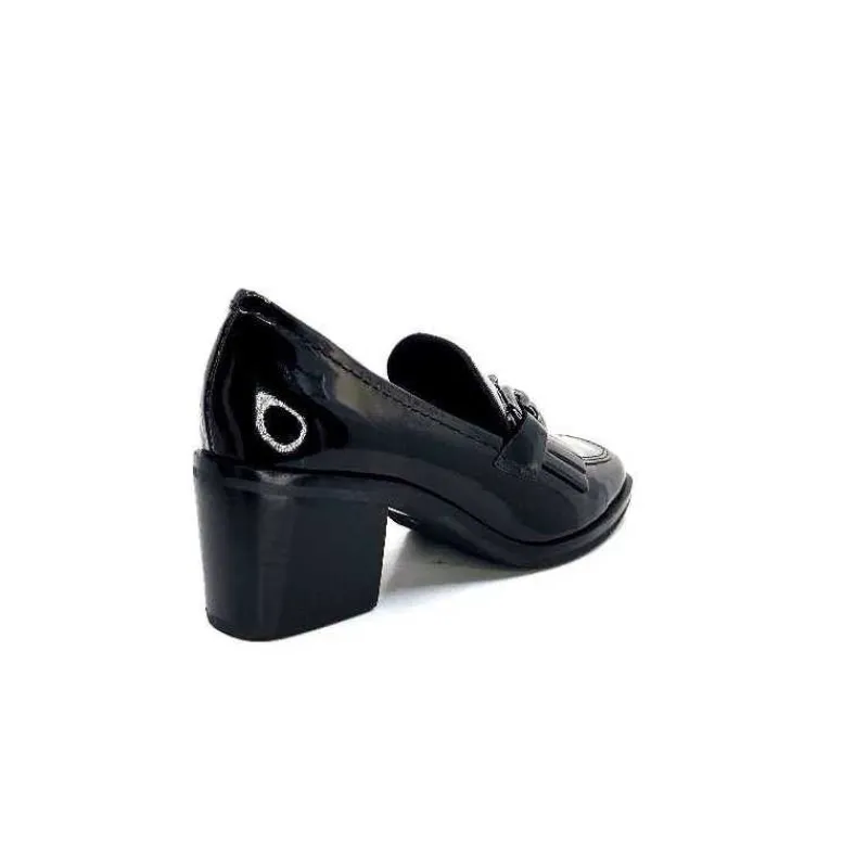 Elégant|Mocassins<Ivoire0236a Mocassins à Talon Ivoire 78006 Fortunato Cuir Vernis Noir