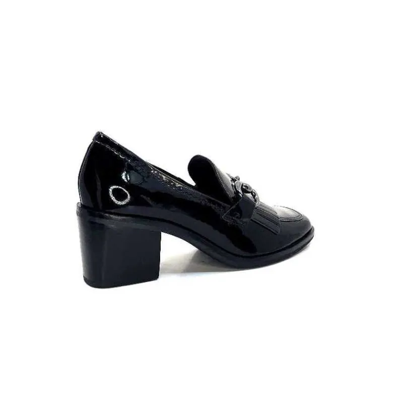 Elégant|Mocassins<Ivoire0236a Mocassins à Talon Ivoire 78006 Fortunato Cuir Vernis Noir