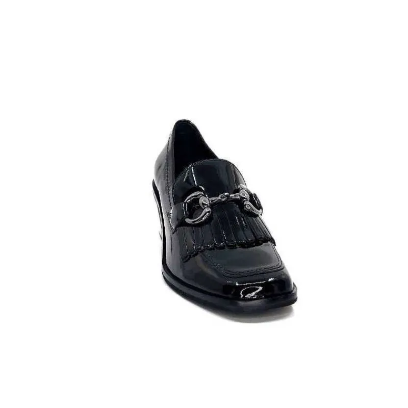 Elégant|Mocassins<Ivoire0236a Mocassins à Talon Ivoire 78006 Fortunato Cuir Vernis Noir