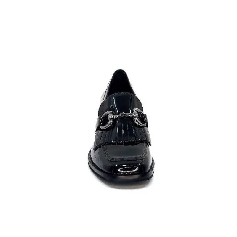 Elégant|Mocassins<Ivoire0236a Mocassins à Talon Ivoire 78006 Fortunato Cuir Vernis Noir