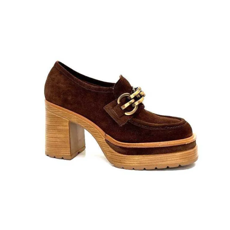 Elégant|Mocassins<Pons Quintana Mocassins à Talon 10575 Daim Marron