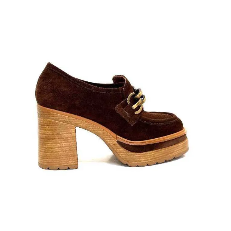 Elégant|Mocassins<Pons Quintana Mocassins à Talon 10575 Daim Marron