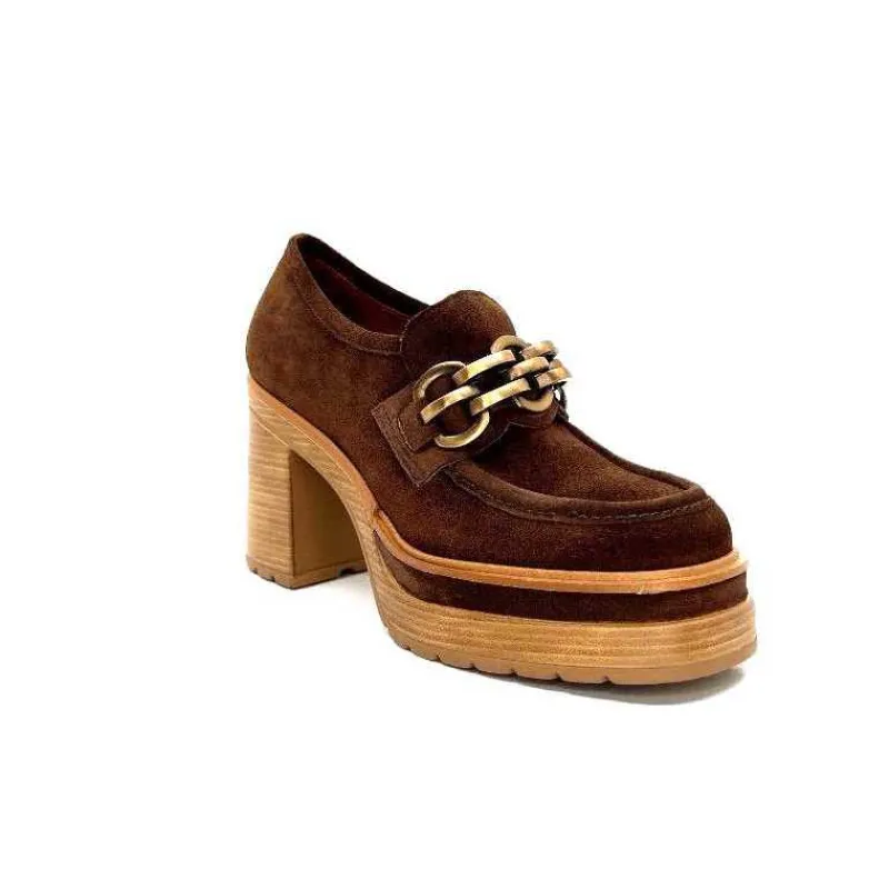 Elégant|Mocassins<Pons Quintana Mocassins à Talon 10575 Daim Marron