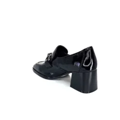 Elégant|Mocassins<Regarde Le Ciel Mocassins à Talon Vanessa 02 Cuir Vernis Noir