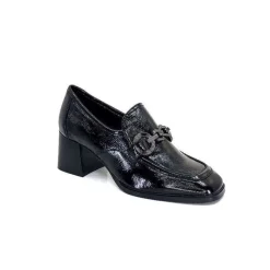 Elégant|Mocassins<Regarde Le Ciel Mocassins à Talon Vanessa 02 Cuir Vernis Noir