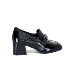 Elégant|Mocassins<Regarde Le Ciel Mocassins à Talon Vanessa 02 Cuir Vernis Noir