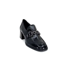 Elégant|Mocassins<Regarde Le Ciel Mocassins à Talon Vanessa 02 Cuir Vernis Noir