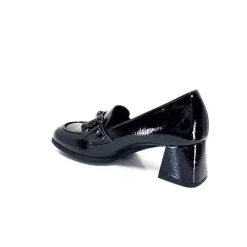 Elégant|Mocassins<Ivoire0130a Mocassins à Talons Ivoire 204823 Cuir Vernis Noir