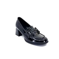 Elégant|Mocassins<Ivoire0130a Mocassins à Talons Ivoire 204823 Cuir Vernis Noir