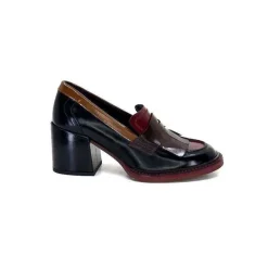 Elégant|Mocassins<Pertini Mocassins à Talons 32321 D4 Cuir Glacé Bordeaux Noir