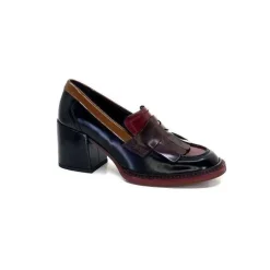 Elégant|Mocassins<Pertini Mocassins à Talons 32321 D4 Cuir Glacé Bordeaux Noir