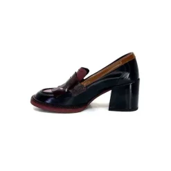 Elégant|Mocassins<Pertini Mocassins à Talons 32321 D4 Cuir Glacé Bordeaux Noir