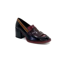 Elégant|Mocassins<Pertini Mocassins à Talons 32321 D4 Cuir Glacé Bordeaux Noir