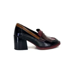 Elégant|Mocassins<Pertini Mocassins à Talons 32321 D4 Cuir Glacé Bordeaux Noir