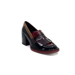 Elégant|Mocassins<Pertini Mocassins à Talons 32321 D4 Cuir Glacé Bordeaux Noir