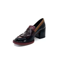 Elégant|Mocassins<Pertini Mocassins à Talons 32321 D4 Cuir Glacé Bordeaux Noir