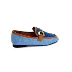 Basic|Mocassins<bibi lou - navima Mocassins Bibi Lou 582 Cuir Marron Textile Denim Bleu
