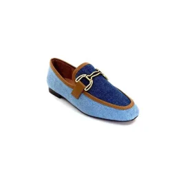 Basic|Mocassins<bibi lou - navima Mocassins Bibi Lou 582 Cuir Marron Textile Denim Bleu