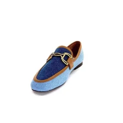 Basic|Mocassins<bibi lou - navima Mocassins Bibi Lou 582 Cuir Marron Textile Denim Bleu